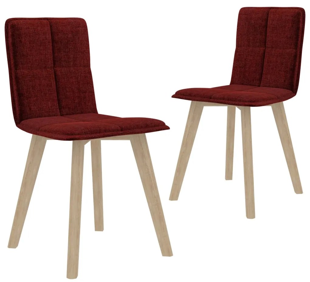 vidaXL Cadeiras de jantar 2 pcs tecido vermelho tinto