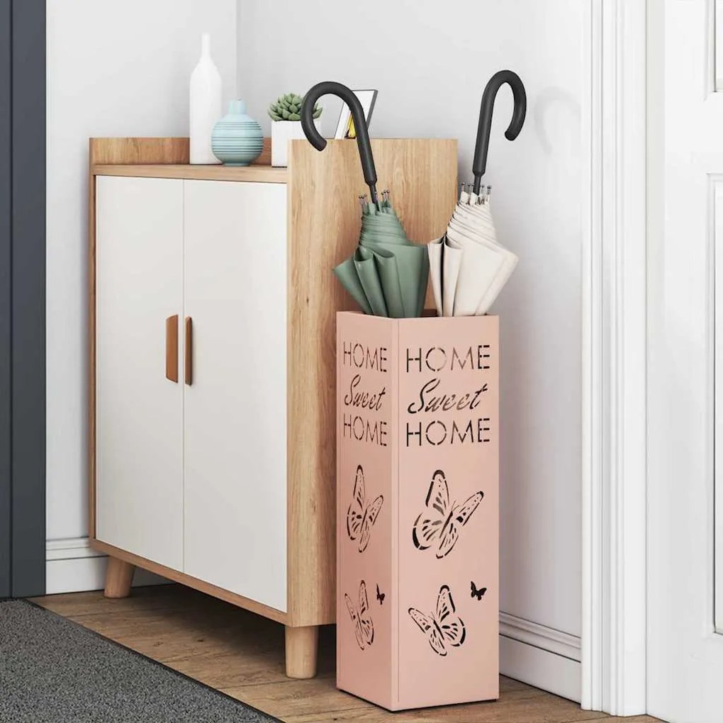 Suporte para Guarda-Chuva Rosa Metal Médio Inserções Decorativas