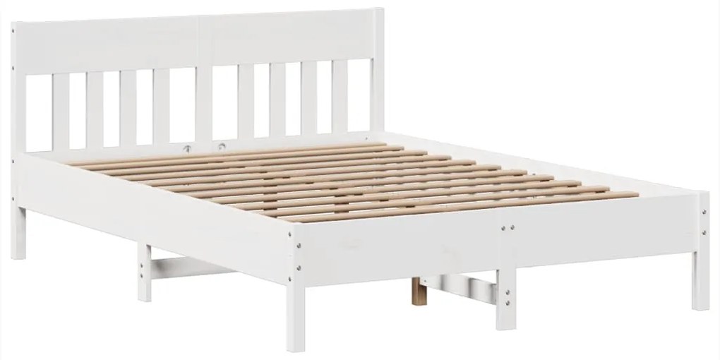 Cama sem colchão 140x190 cm madeira de pinho maciça branco