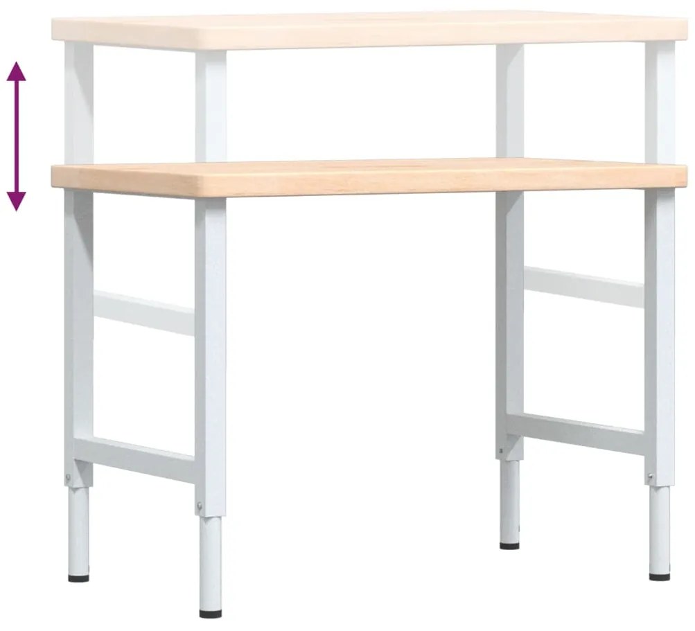 Bancada retangular 100x60x(73-99,5) cm madeira carvalho maciça