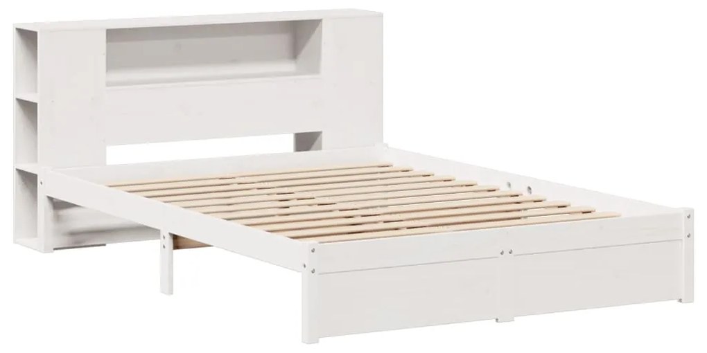 Cama com estante sem colchão 120x200 cm pinho maciço branco