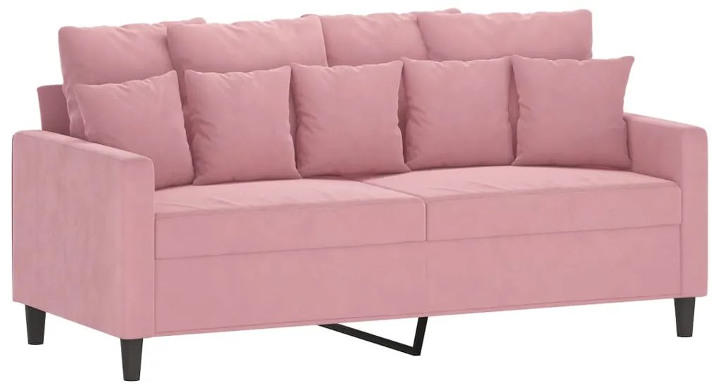 2 pcs conjunto de sofás com almofadões veludo rosa