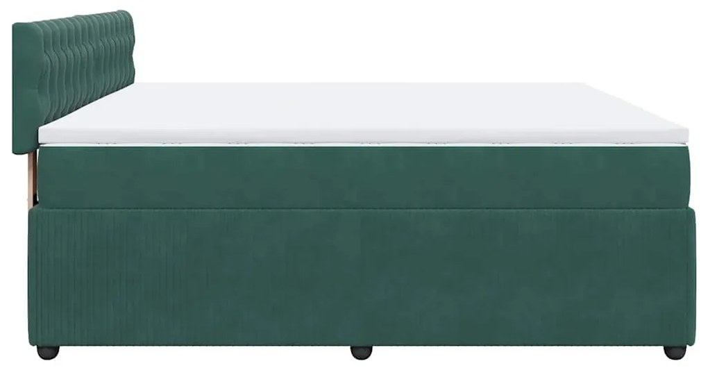 Cama com molas/colchão 200x200 cm veludo verde-escuro