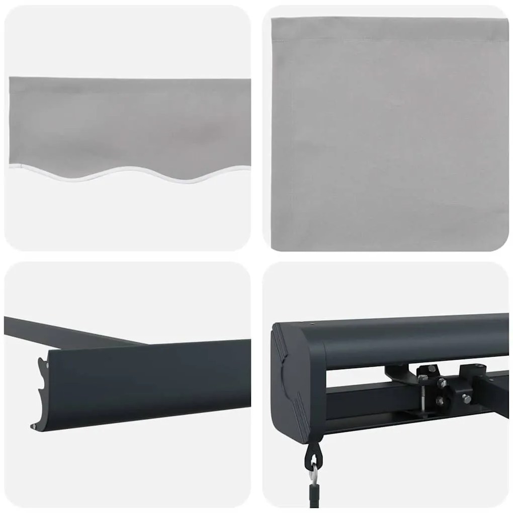 Toldo Retrátil Manual Cinza Claro 300x250 cm