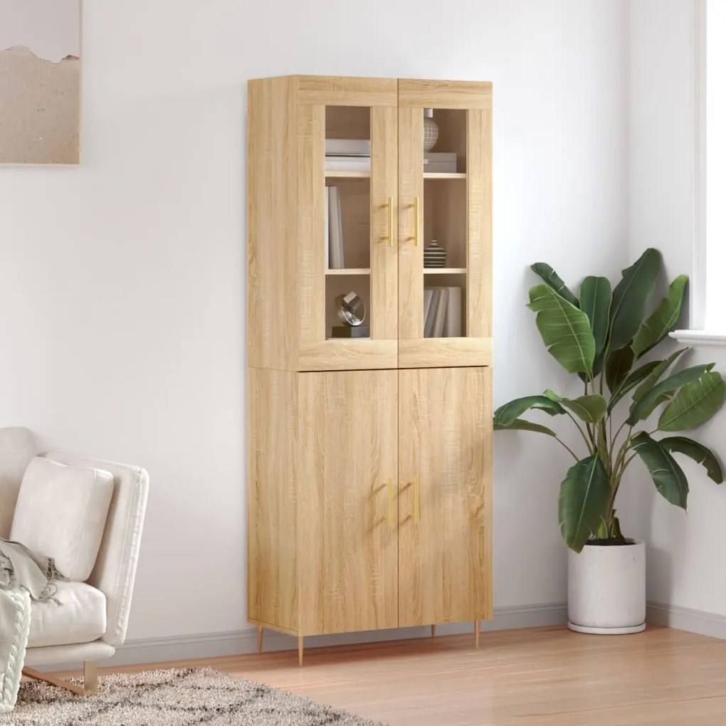vidaXL Armário alto 69,5x34x180 cm derivados de madeira cor sonoma