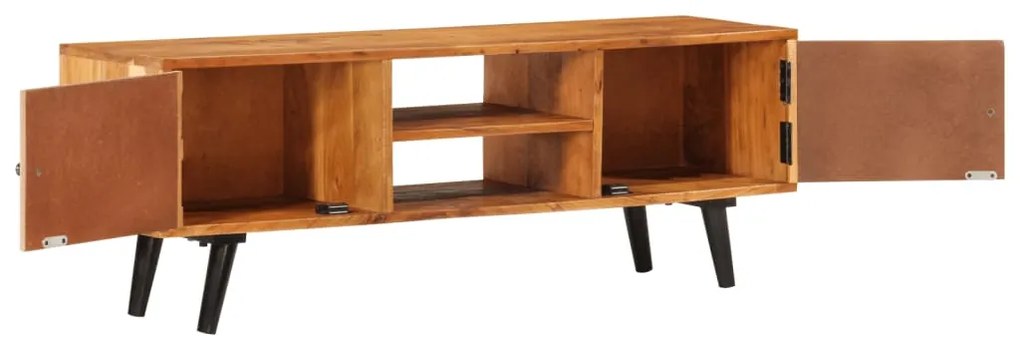 Móvel de TV com portas 112x30x40 cm acácia maciça e metal