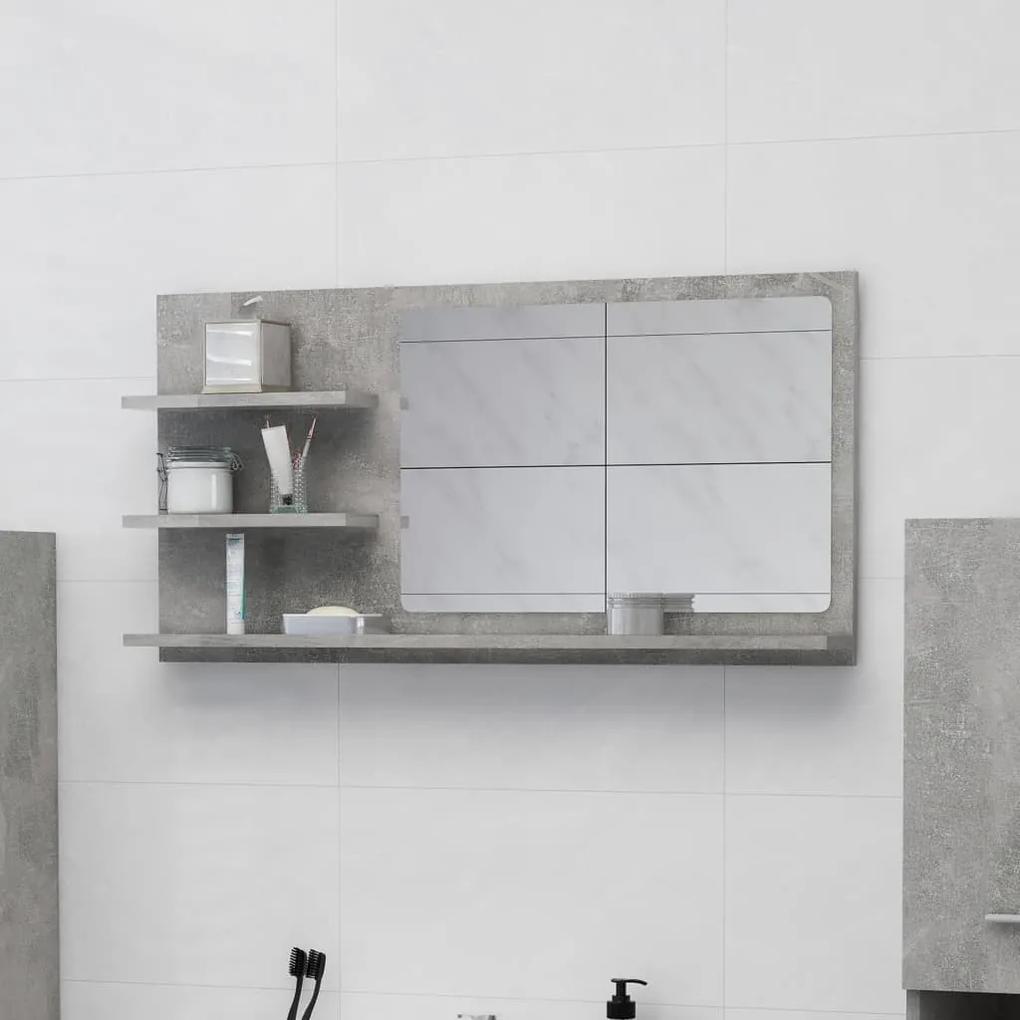 805019 vidaXL Espelho casa de banho 90x10,5x45 cm contraplacado cinza cimento