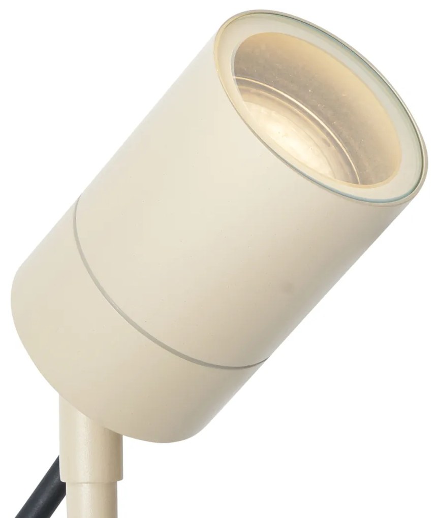 Foco de jardim creme GU10 50mm ajustável IP44 com cabo e ficha - Solo Moderno
