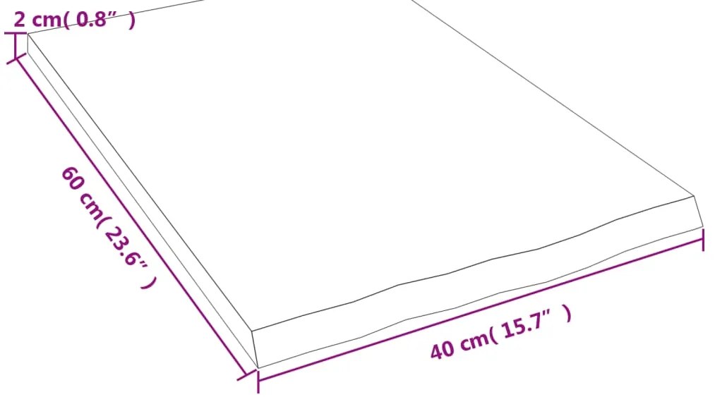 Bancada p/ casa de banho 40x60x2 madeira maciça não tratada