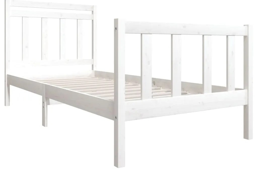 Estrutura de cama 90x200 cm madeira maciça branco
