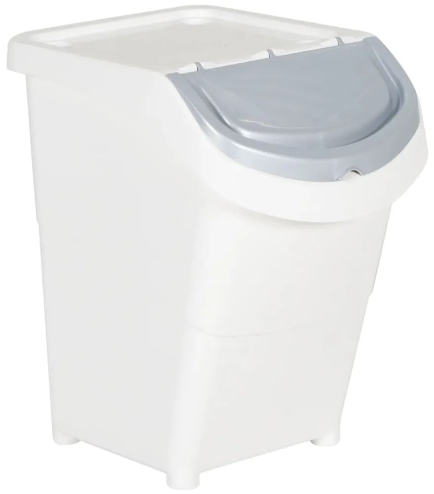 Caixotes do lixo com tampa empilháveis 3 pcs 120 L PP branco