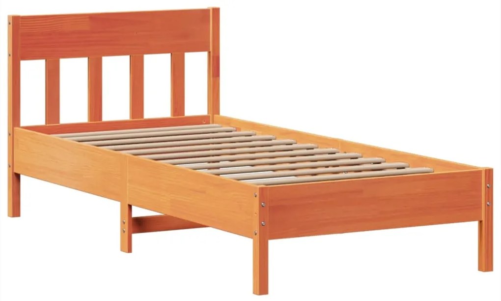 Cama sem colchão 75x190 cm madeira de pinho maciça castanho-mel