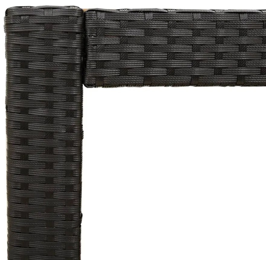 Mesa de jardim com tampo de madeira 100x40x75 cm vime PE preto