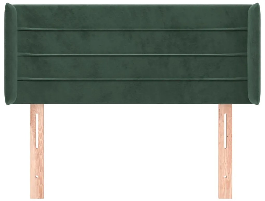 Cabeceira de cama c/ abas veludo 93x16x78/88 cm verde-escuro