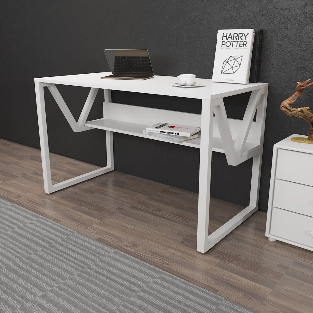 Secretária Lona – Branco – 120 cm x 72,8 cm x 60 cm