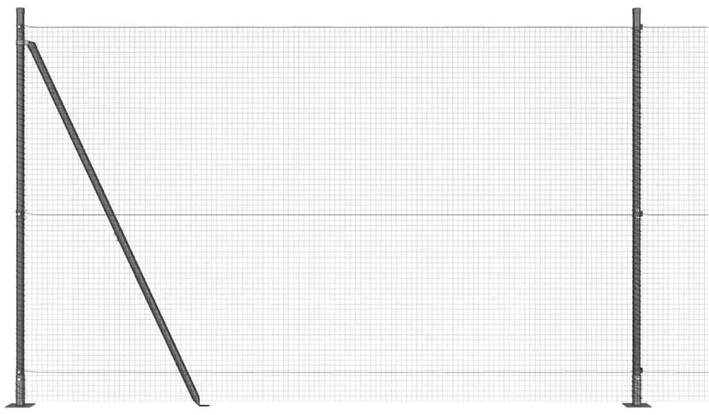 Cerca de Fios Soldados com 7 Postes Flangeados Cinza 1.5x10 m Aço