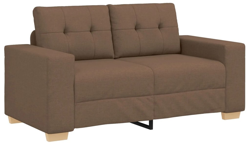 Conjunto de Sofás de 3 Peças com Almofadas em Tecido Castanho
