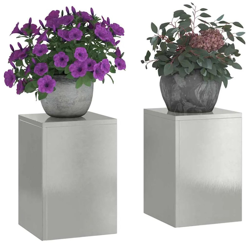 Suportes de Plantas para Exterior Pilar 2 pcs 24x24x35 cm Aço Inoxidáv