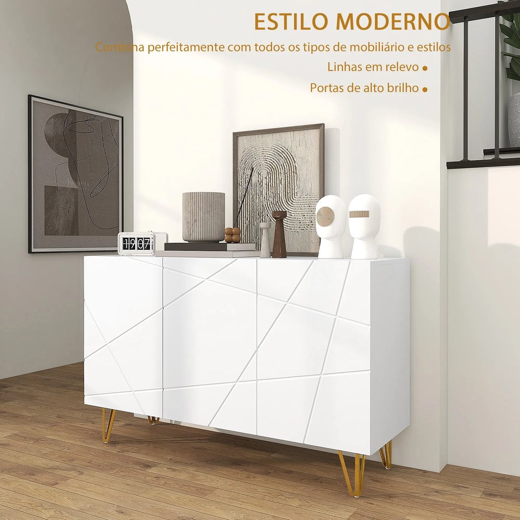 Aparador Luna para Sala - Aparador de Entrada com 3 Portas e Prateleir
