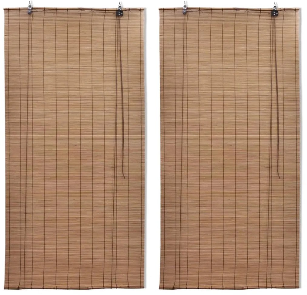 Estores de rolo 2 pcs 150 x 220 cm bambu castanho