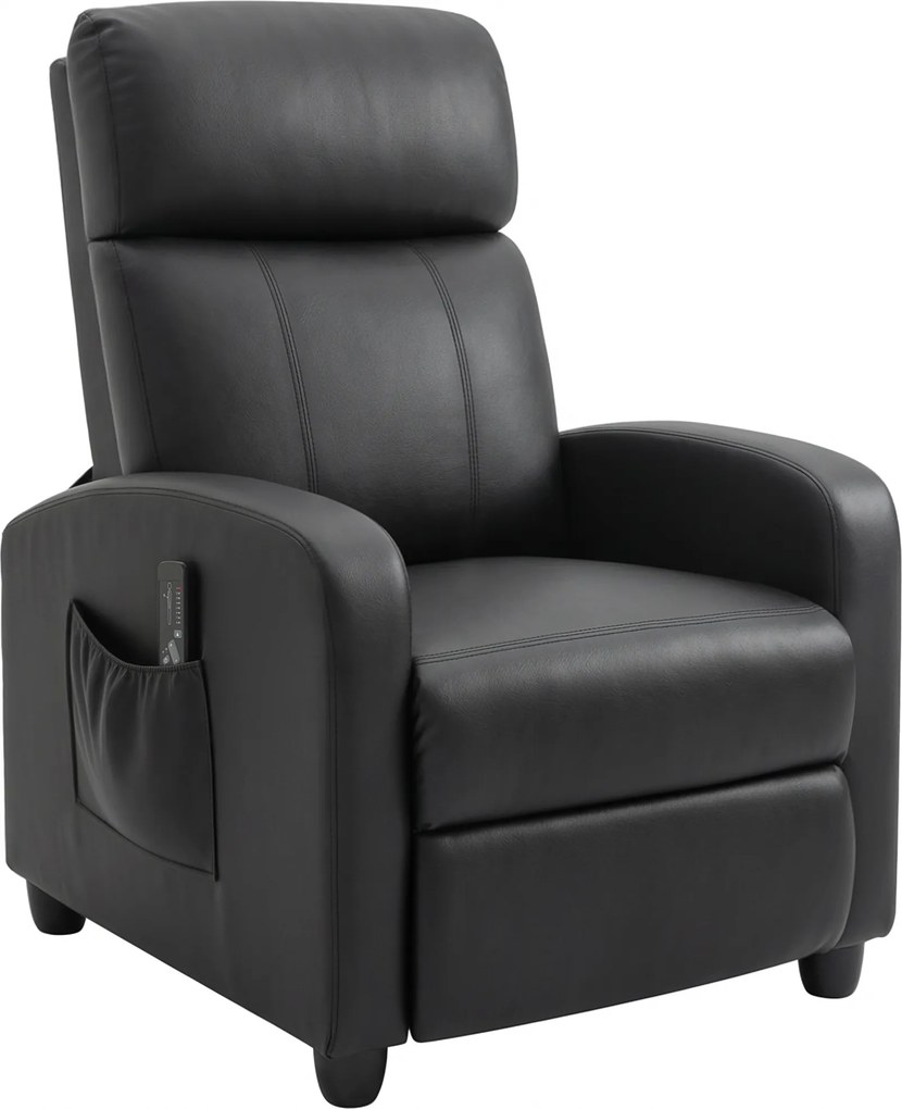 HOMCOM Poltrona de Massagem Reclinável com 2 Zonas de Massagem 8 Programas e 5 Níveis de Intensidade 68x88x98 cm Preto | Aosom Portugal