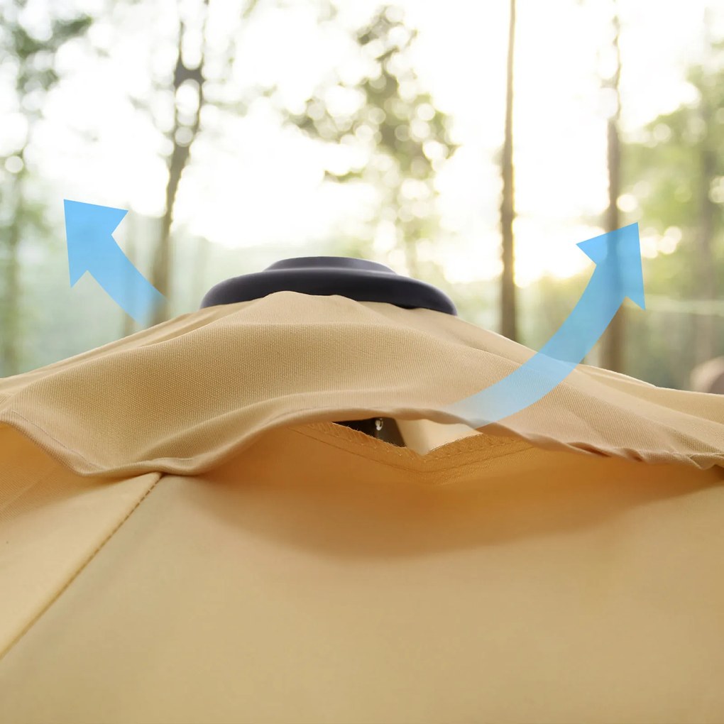 Guarda-sol 3 m jardim com proteção solar até UPF 50+ e inclinação taupe