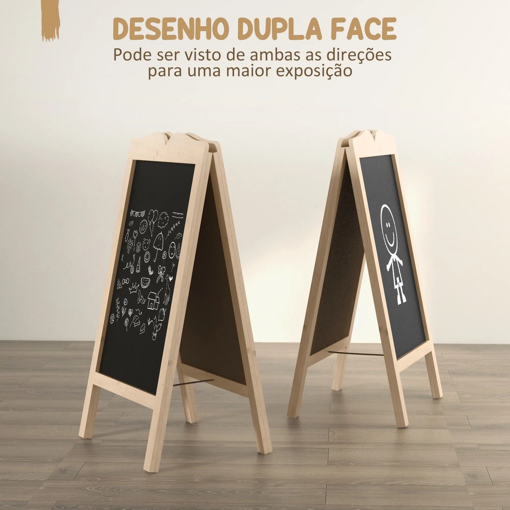 Quadro de Cavalete Cavalete Quadro Negro Magnético Dobrável com 8 Gizes Líquidos e 6 Placas de Palavras 51x42x101 cm Madeira