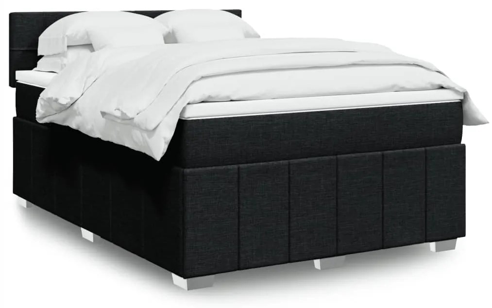 Cama com molas/colchão 160x200 cm tecido preto