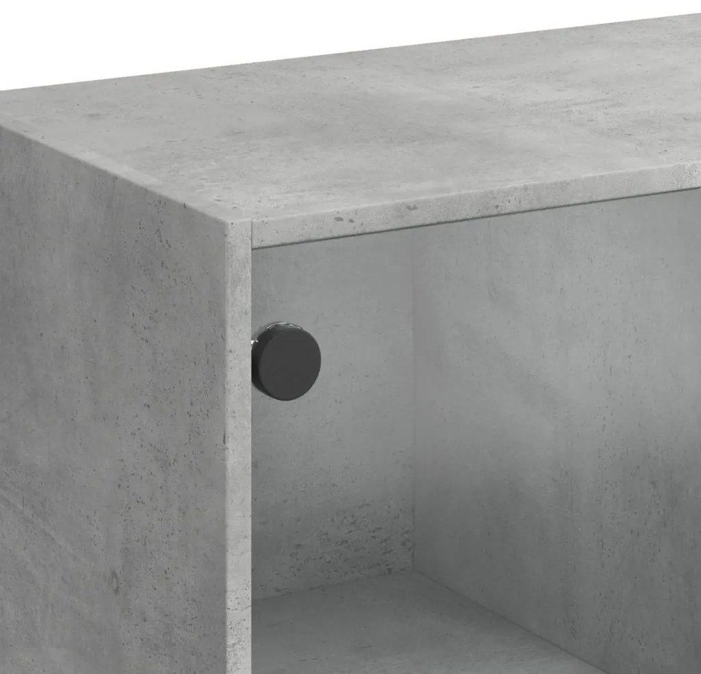 Armário alto com portas derivados de madeira cinzento cimento