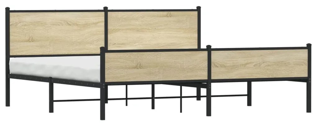 Estrutura de cama sem colchão 193x203cm metal carvalho sonoma