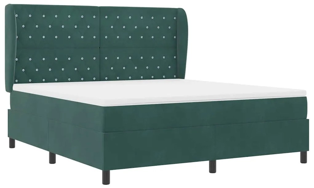Cama Box com Colchão Verde Escuro, 180x200 cm em Veludo