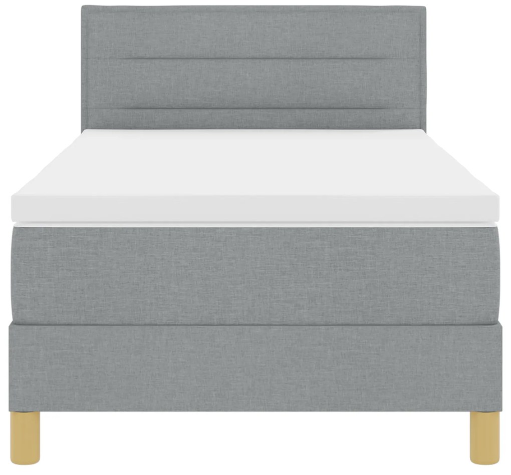Cama Box Spring com Colchão Cinza Claro 100x200 cm Tecido