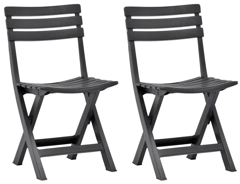 vidaXL Cadeiras de jardim dobráveis 2 pcs plástico antracite