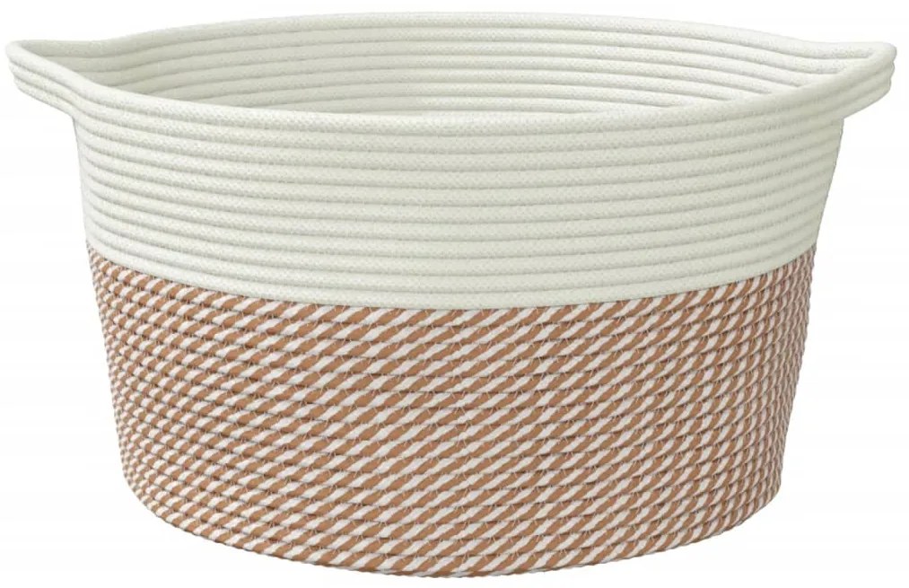 Cesto de arrumação Ø40x25 cm algodão castanho e branco