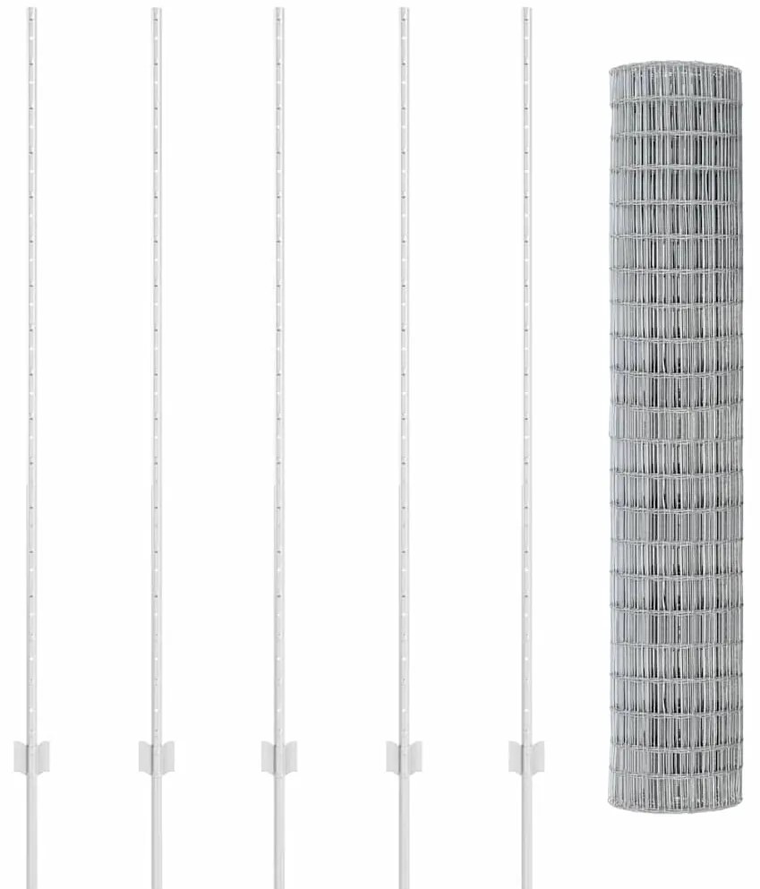 Cercas Euro com 10 Postes Prateados 1,6x10 m Aço
