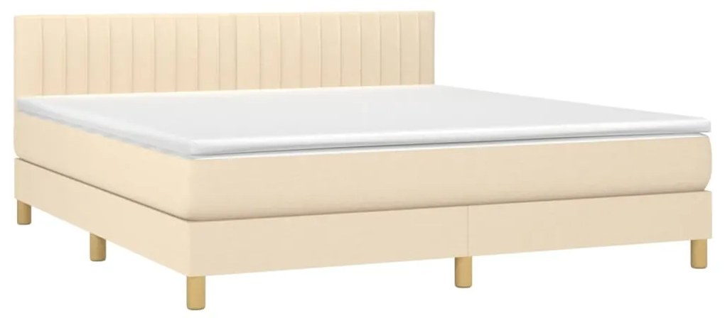 Cama box spring c/ colchão e LED 160x200 cm tecido cor creme