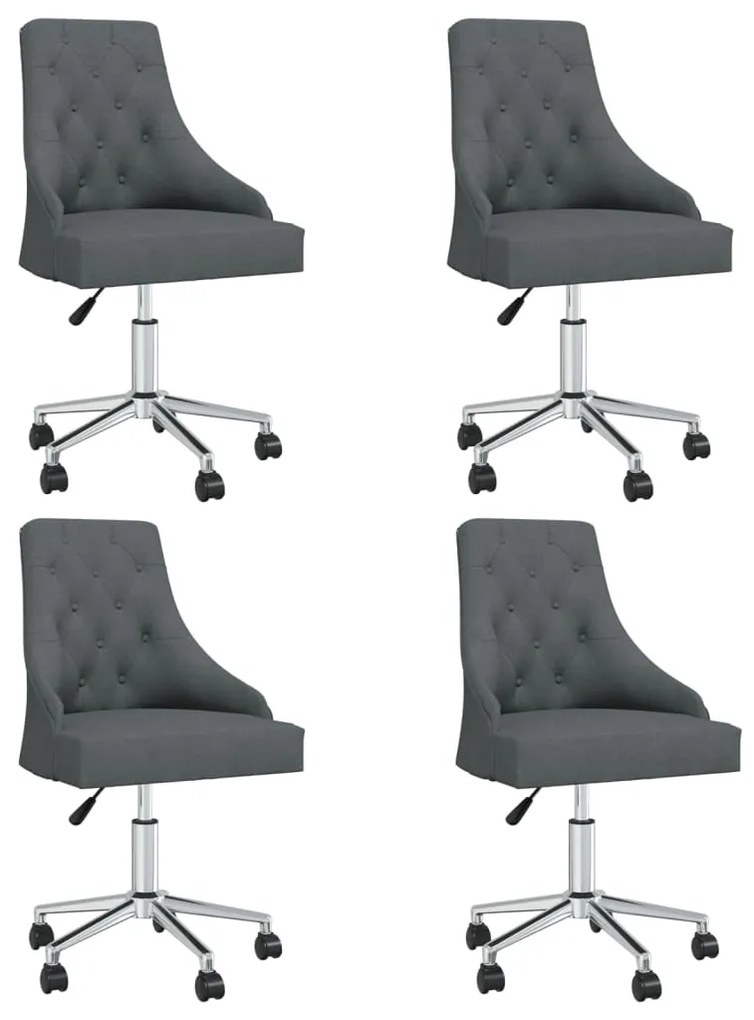 vidaXL Cadeiras de jantar giratórias 4 pcs tecido cinzento-escuro