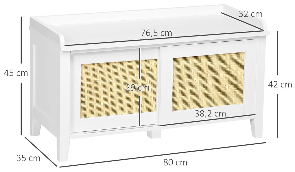 HOMCOM Banco Sapateira Móvel Sapateira com Banco 2 Portas de Vime Esti