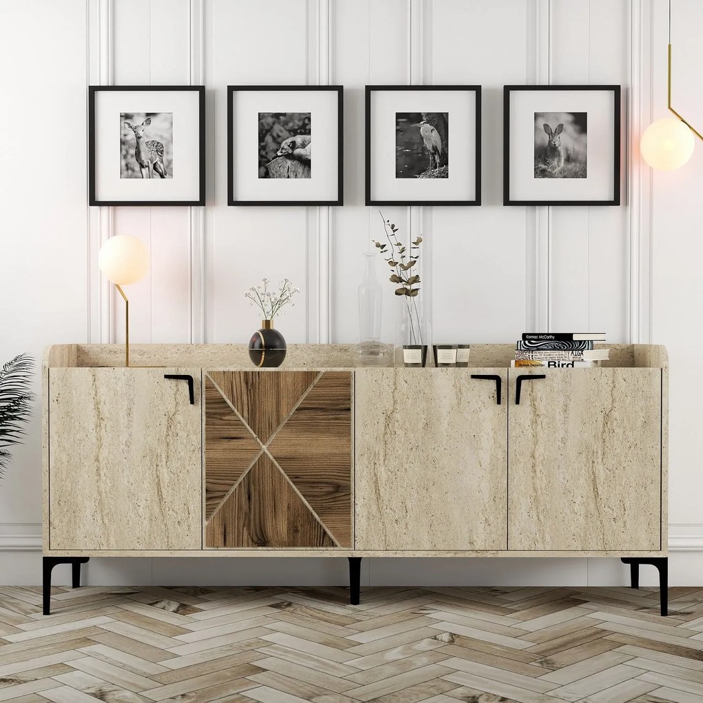 Console Venedik – Walnut Travertine – 180x78x35 cm