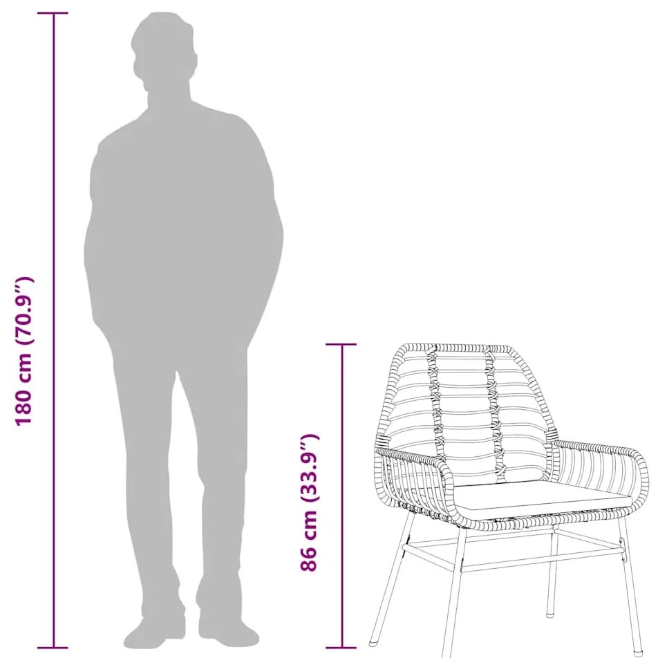 Conjunto de jantar jardim 9 peças almofadas vidro vime PE preto