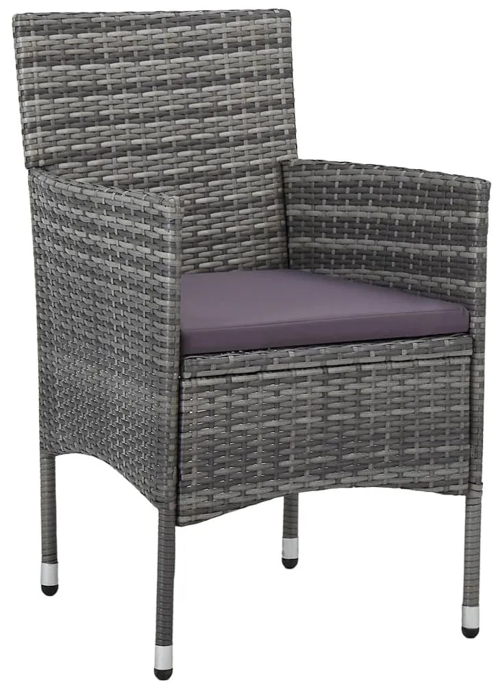 5 pcs conjunto de jantar p/ jardim vime PE e acácia cinzento