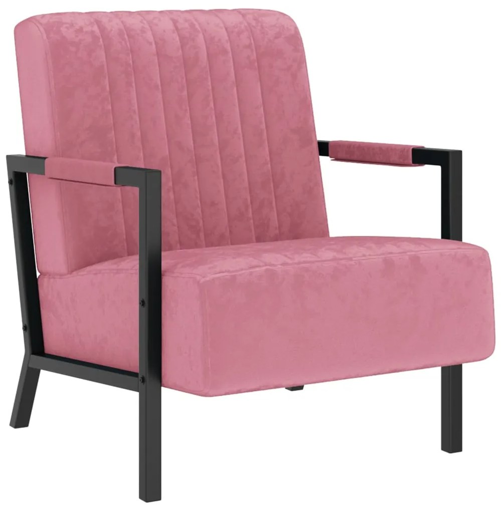 vidaXL Poltrona em veludo cor-de-rosa