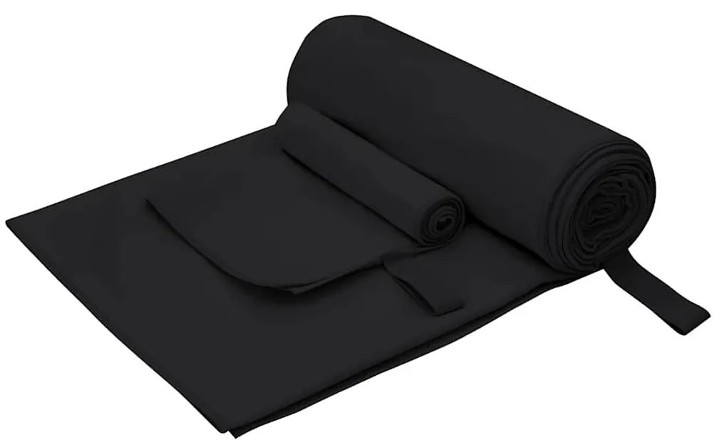 vidaXL Conjunto de Toalhas Esportivas Outros Preto tecido