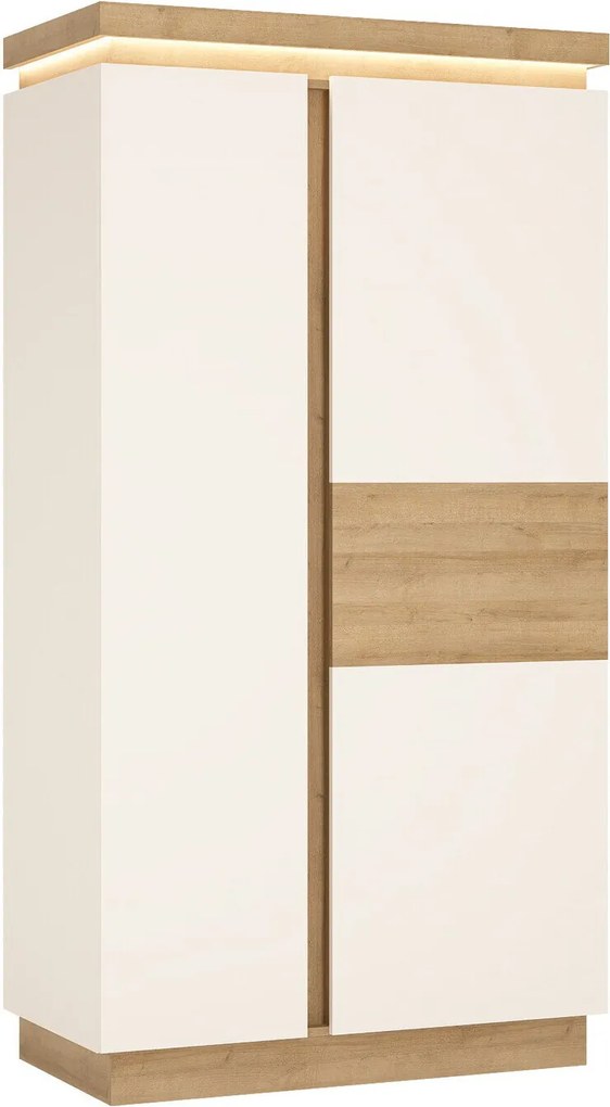 Roupeiro Feldeli 106, Branco brilhante, Riviera carvalho, 199x103x56cm, 115 kg, Portas para roupeiro: Com dobradiças