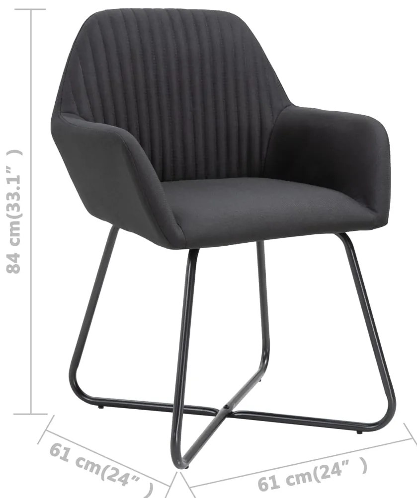 Cadeiras de jantar 4 pcs tecido preto