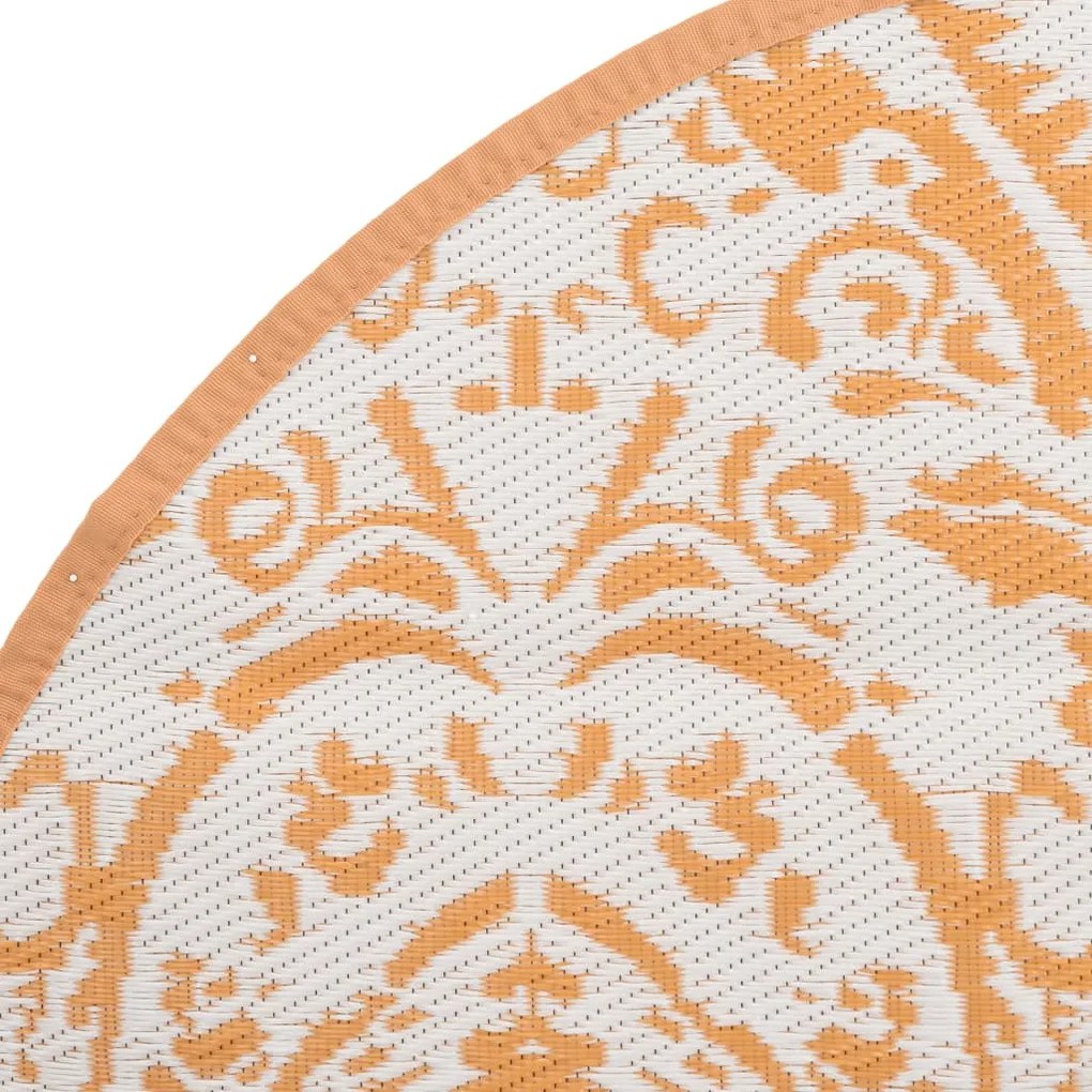 Tapete de exterior Ø160 cm ARAKIL PP laranja e branco