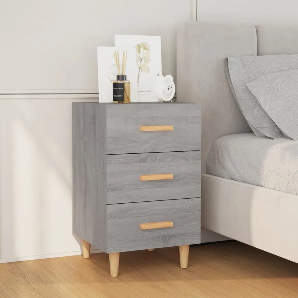 vidaXL Mesa de cabeceira 40x40x66 cm derivados madeira cinzento sonoma