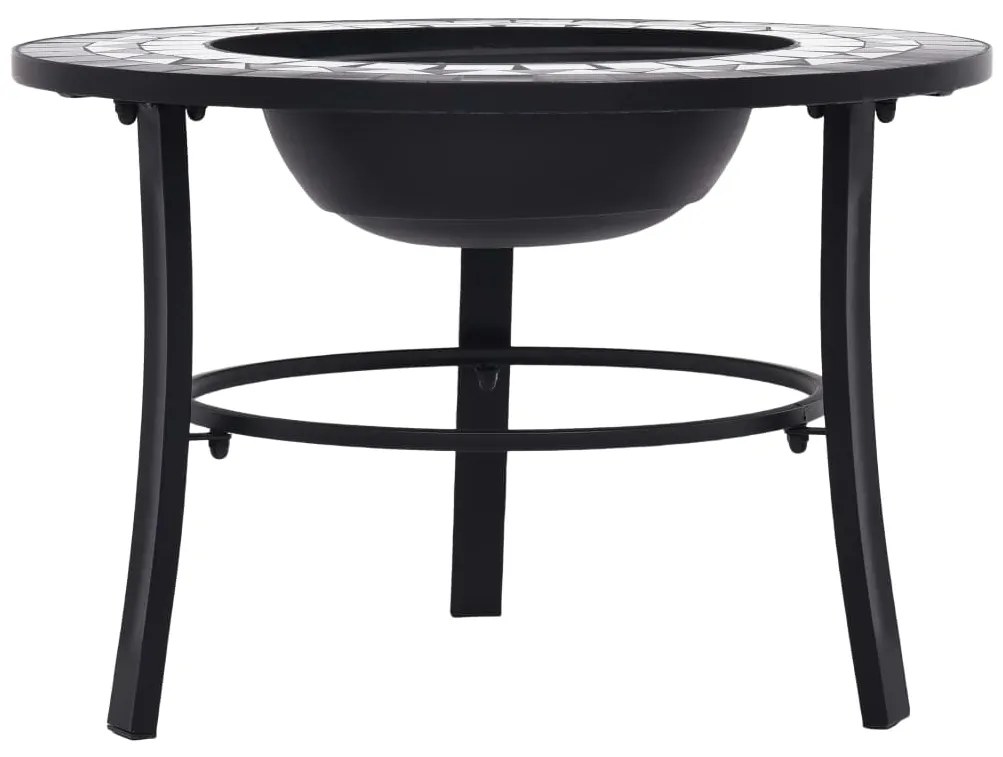 Braseira em mosaico 68 cm cerâmica preto e branco