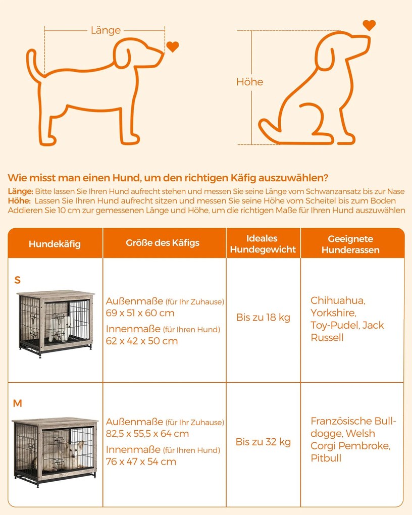 Gaiola resistente para cães com tabuleiro amovível 82,5 x 56 x 64 cm Greige