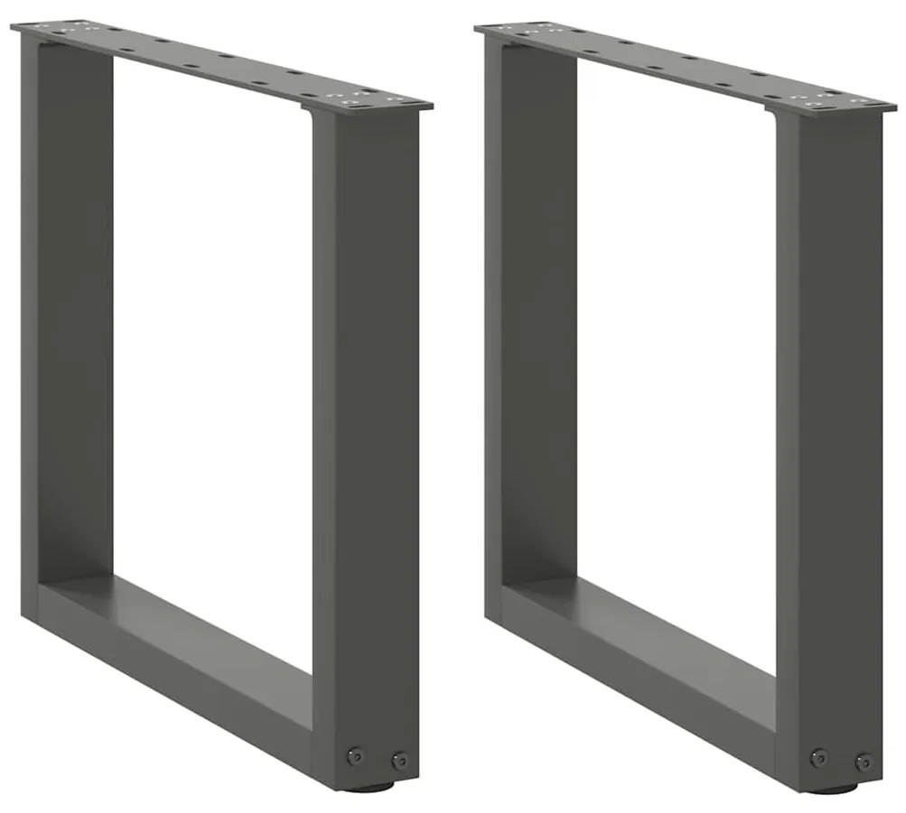 vidaXL Pés para mesa de centro em forma de U, 2 peças, antracite, 50x (42-43) cm, aço